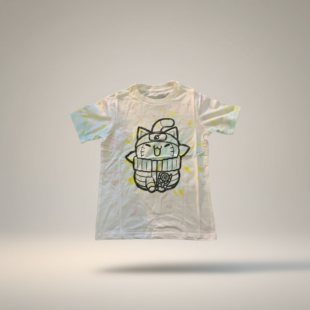 Anime Ninja Cat Tie-Dye Tee – XS