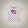 Sonic & Amy Rose Checkered Tee (Lavender) - Large
