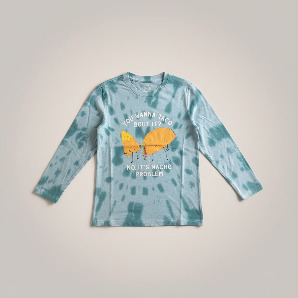 You Wanna Taco Bout It Tie-Dye Long Sleeve Shirt - Medium (Size 8)